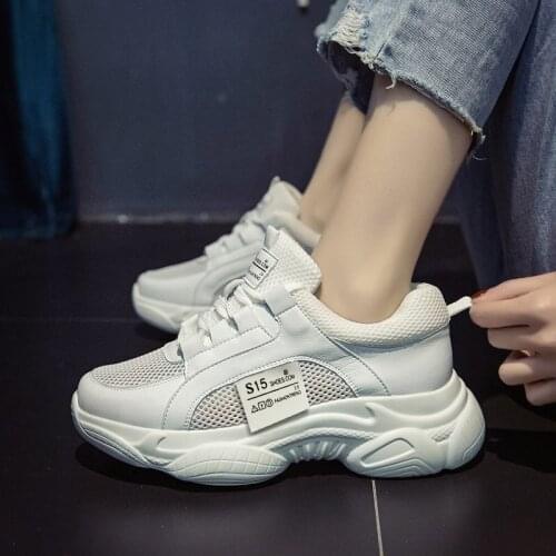 New Dad Chunky Sneakers Casual Vulcanized Shoes Woman High Platform Sneakers Lace Up White Sneakers Women
