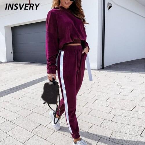 Women Casual Two Piece Set Hooded Crop Tops Sweatshirt High Waist Long Pants Jogger Hoodies Suit Outfits Tracksuit Women Clothes