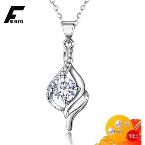 BaliJelry Charm Necklace Silver 925 Jewelry with Zircon Gemstone Pendant Accessories for Women Wedding Engagement Dropshipping