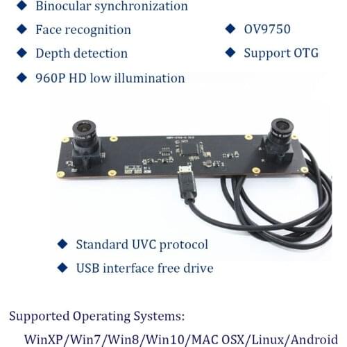 1.3 Megapixel Micro USB Camera interface 60fps CMOS dual lens camera module with free driver