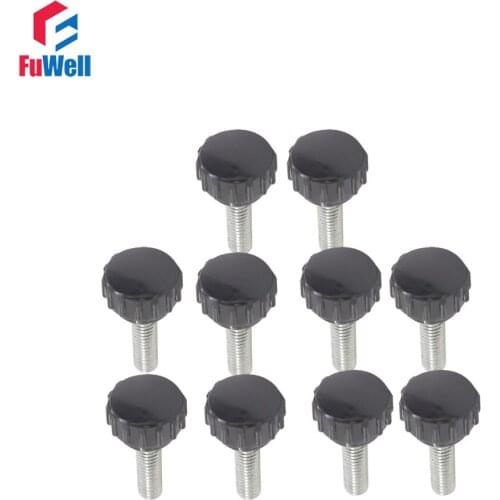 10pcs M6 x 20mm Male Thread 22mm Round Head Dia. Screw on Type Knurled Grip Knobs Handles Replacement Clamping Round Knob