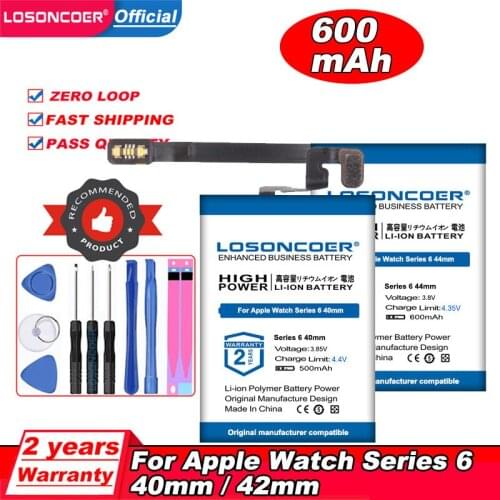 100% Original LOSONCOER 600mAh Li-ion Battery For Apple Watch Series 6 S6 A2345 40mm / 42mm Battery