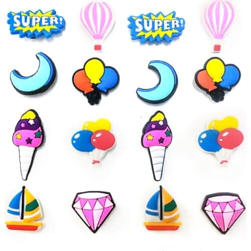 16pcs/Lot PVC Colourful Balloon Shoes Charms Girls Garden Shoes Accessories Shoe Decorations Fit Charm Backpack