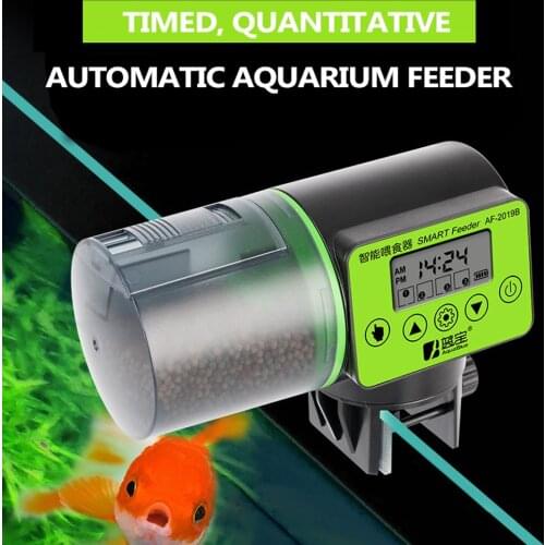 200ML Automatic Fish Feeder Aquarium Feeder Fish Tank Auto Feeding Dispenser with LCD Indicates Timer Aquarium Accessories