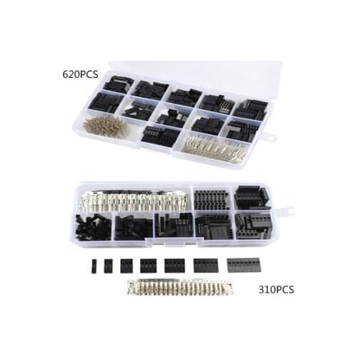 310pcs/Set Dupont Wire Jumper Pin Header Connector Housing Kit Male Crimp Pins+Female Pin Connector Terminal Pitch With Box