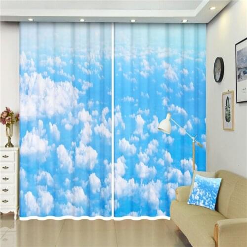 3D Window Curtains Seagull Flying in Blue Sky For Bedding room window beach Smooth drape include 2panel Custom Size Drapes