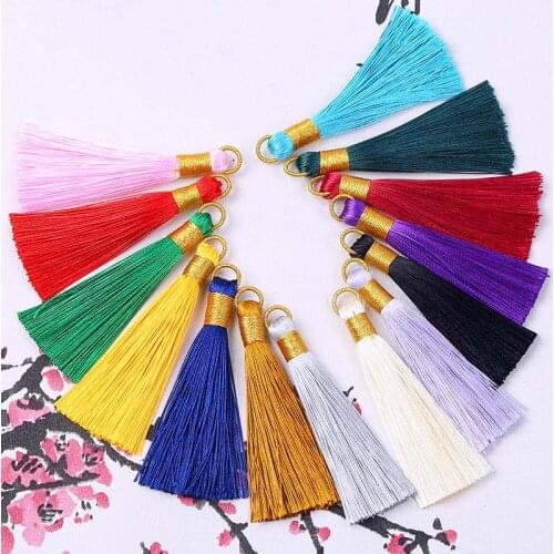 2019 New 5pcs/lot 8cm Multicolor Cotton Silk Tassel Brush Cords fit Earrings Charm Pendant Satin Tassel for Car Bag