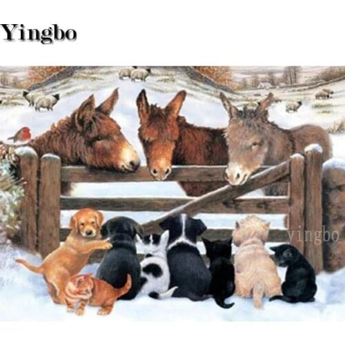 5D Diamond Painting New Arrivals Mosaic Dog and donkey animal Embroidery DIY Decoration Home Diamond puzzle Art Festival Gift