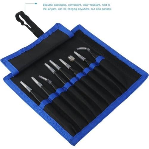 9pcs Anti-magnetic anti-slip Stainless Steel Straight Precision Straight Curved Tweezers for Mobile Phone Repair Tool