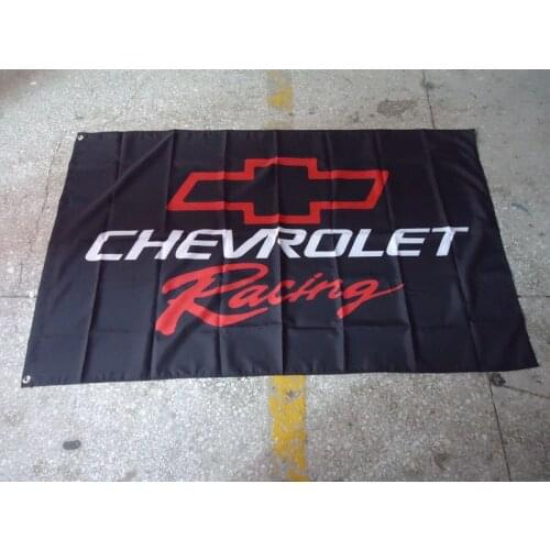 Free shipping 100% polyster for chevy racing black car flag ,90X150CM size,out door use