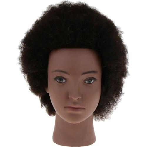 Black Afro Mannequin Head 100% Real Hair Hairdresser Training Head Manikin Cosmetology Doll Head
