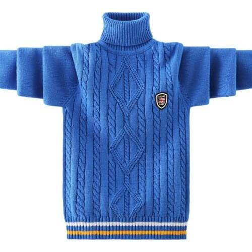 Kids Boys autumn / winter new high-necked knit sweater hedging big virgin thicker base shirt