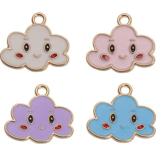 Julie Wang 10PCS Enamel Cartoon Smiling Cloud Charms Alloy Mixed Colors Pendant Bracelet Jewelry Making Accessory