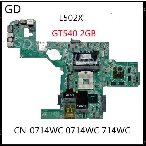 GD For DELL XPS L502X Laptop Motherboard CN-0714WC 0714WC 714WC With GT540 2GB DAGM6CMB8D0 HM67 Full Tested Fast Shipping