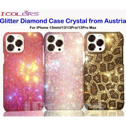 IColors Luxury Glitter Diamond Case Cute Bling Crystal Sparkle Rhinestone Protective Cover for iPhone 12 Pro Max Mini 11 XS XR 8