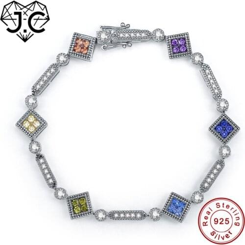 J.C For Women Girl Excellent Morganite Blue Topaz Fine Jewelry Bracelets 100% Genuine 925 Standard Sterling Silver Bracelet