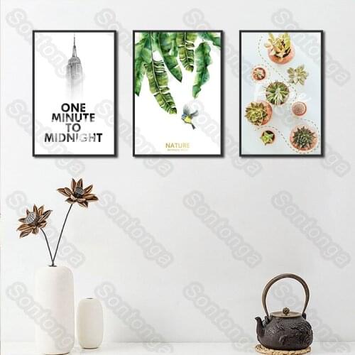 Cactus leaf three-dimensional wall sticker wallpaper self-adhesive bedroom house Nordic art painting art poster sofa background