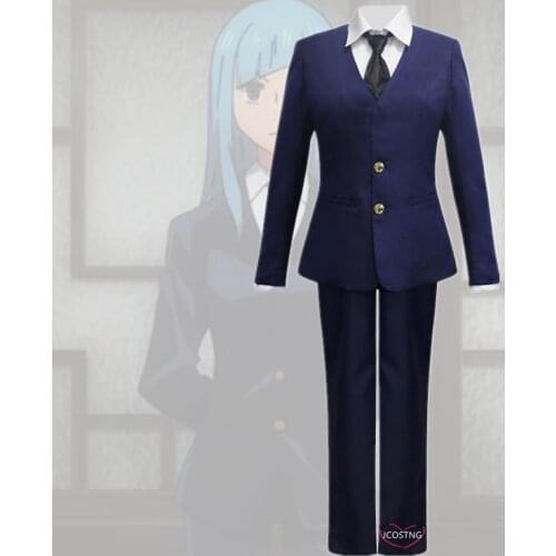Anime Cosplay Costume Jujutsu Kaisen Miwa Kasumi Suit Blue Wig Shirt Pants Outfit Girl Halloween Christmas Party Uniform Anime