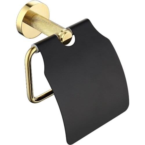 Beautiful Gold and Black Fashion Bathroom Toilet Paper holder Wall mounted Bathroom hardware Accessory