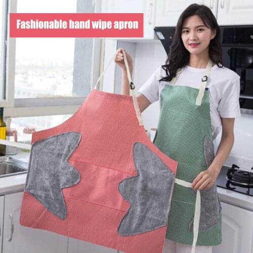 Kitchen Waterproof Apron Neck Hanging with Hand Wiping Towel Oil-proof Home Kitchen Apron ALI88