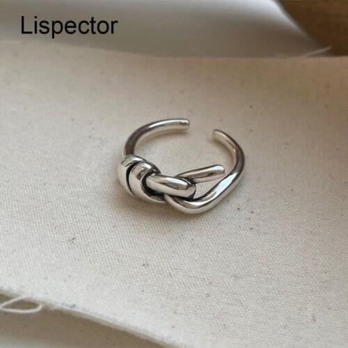 Lispector 925 Sterling Silver Retro Knotted Rings for Men Women Hip Hop Vintage Open Party Ring Rock Punk Unisex Jewelry Gifts
