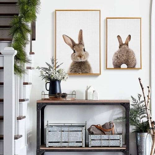 Morden contracted Rabbit Posters and Prints Canvas Art Painting Wall Art Nursery Decorative Picture Nordic Style Kids Decoration