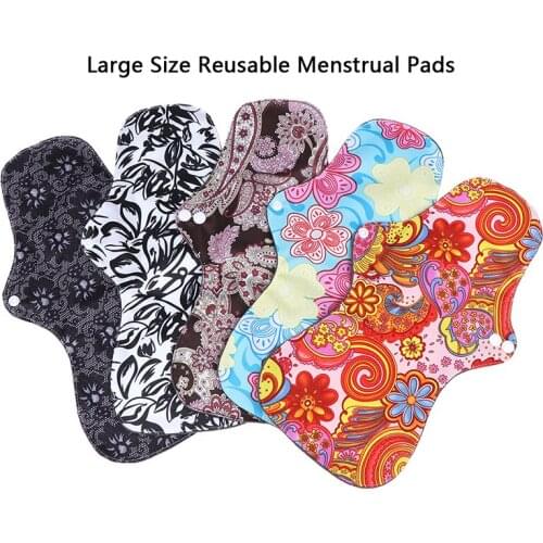 Washable Sanitary Pads Bamboo Cloth Pads Reusable Hygienique Print Women Menstrual Pads 2 Size