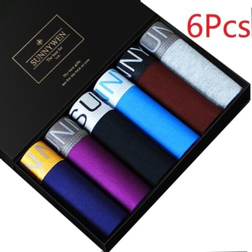 6Pcs/Lot MenS Boxer MenS Underwear Cotton U Convex Design Shorts Solid Color Sexy MenS Boxer Shorts Free Shipping