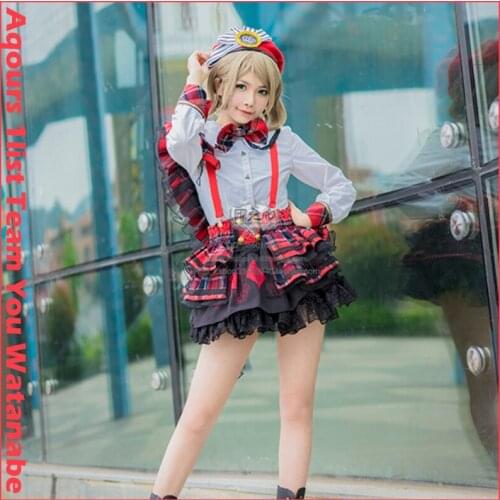 [Customize] Anime Lovelive Sunshine!! Aqours 1list Team You Watanabe SJ Uniform Cosplay Costume Dress For Women Outfit NEW 2018