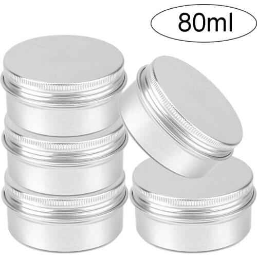 80ml Aluminium Jar Round Container Empty Pot Jar Tin Container Silver Box Screw Lid Craft Can Box Refillable Bottles Makeup Tool