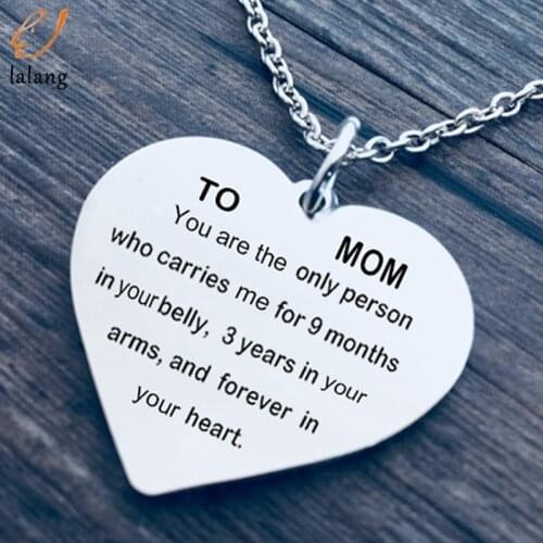 To My Mom Lettering Necklace Mothers Day Gift For Mom Clavicle Chain Heart Pendant Necklace Jewelry For Women Best Mom Jewelry