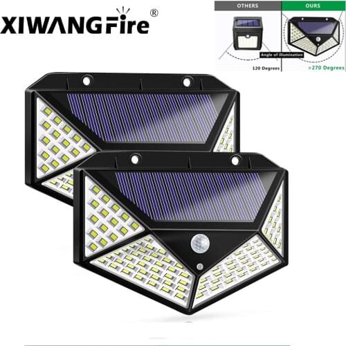 100LED+COB Solar Rechargeable Wall Lamp Induction Lamp Outdoor Lighting Modern Garden Lamp Glowing on All Sides LandscapeLight
