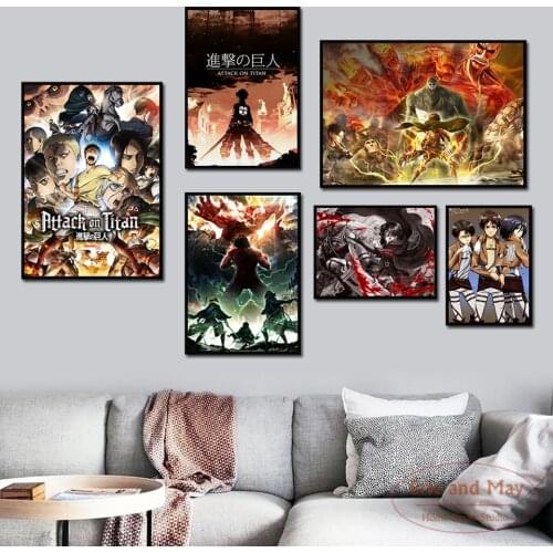 Attack On Titan Japanese Anime Poster And Print Wall Art Canvas Painting Pictures Hot Retro Style Aesthetic Room Decor Plakat