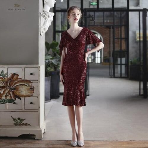Prom Dress V-Neck Knee-Length Cocktail Dresses Half Dresses Woman Party Night