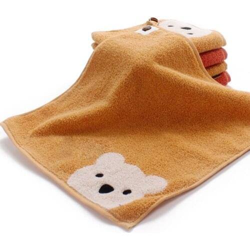 Children Towels Baby Face Towel Cute Cartoon Bear Pattern Hangable Hand Towel Soft Cotton Towels Kids Bathroom Products D0AF