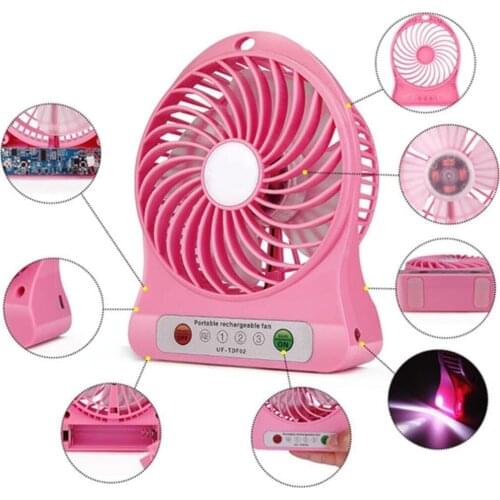 Rechargable Fan Mini Desktop Hand Fan Portable 3 Stage Usb