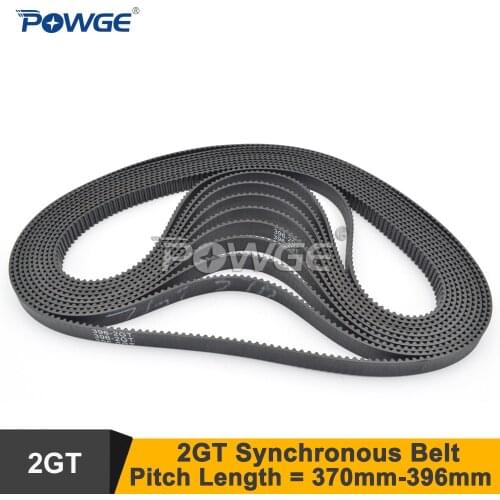 POWGE 10pcs 376/390/392/396/406 GT2 Timing Belt W=6/9mm Teeth=188/195/196/198/203 2GT Closed-Loop Synchronous Belt 392-2GT