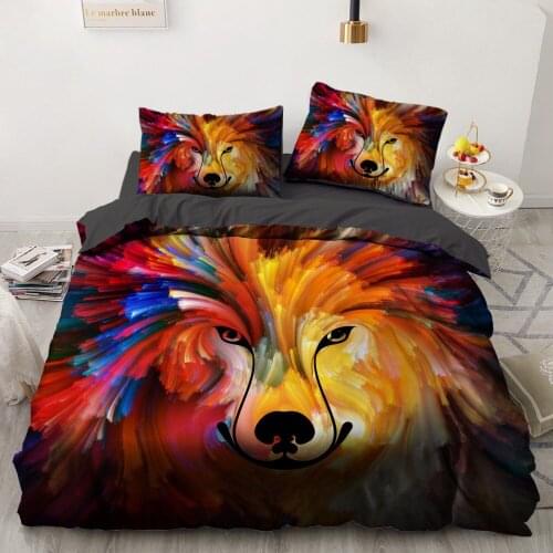 3D Bedding Sets Colorful Wolf Black Duvet Quilt Cover Set Comforter Bed Linen Pillowcase King Queen Full Double Home Texitle