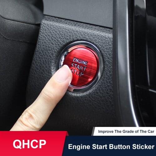 QHCP Engine Start Stop Button Covers Sticker Ignition Switch Knob Cap Aluminium Alloy Red Silver Fit For Toyota Avalon 2018 2019