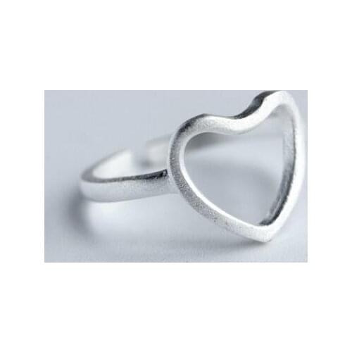 Shuangshuo Silver Plated Jewelry Women ring Open Heart Rings for Women Adjustable Simple Heart Rings for Girls Wedding Gifts