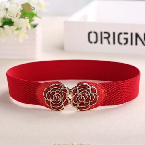 SISHION Women Belts Luxury Brand Ladies Girls Fashion Wide Stretchy Elastic Waist Belt VB0057 Black Waistband Belts For Women