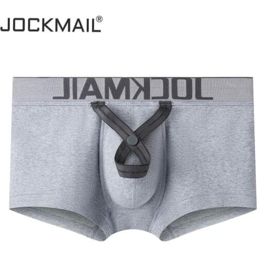 JOCKMAIL Sexy men underwear U convex Pouch happy funny lingerie Ring men Boxer calzoncillos slip homme Gay Underwear White