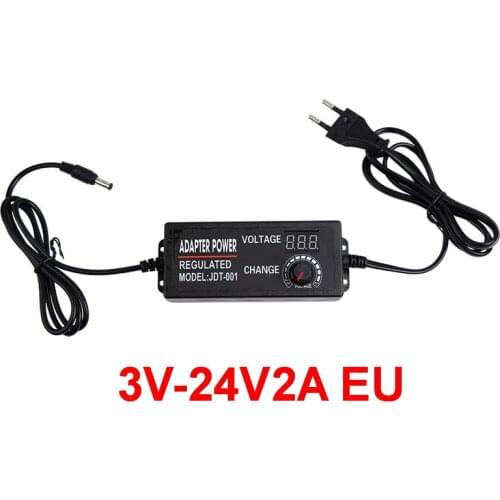 1pcs Adjustable AC To DC 3V-24V 2A Universal Power Adapter Supply Display Screen Power Switching Charger Adatper EU plug