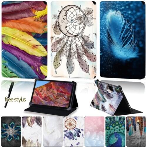 Universal PU Leather Tablet Stand Cove Case for Huawei MediaPad M1/M2//M3/M5/M6/8.0"/8.4"/10"/10.8" Feather Pattern Series