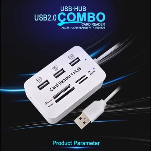 USB Hub Combo 3-Ports 2.0 Card Reader High Speed Multi USB Splitter Hub All In 1