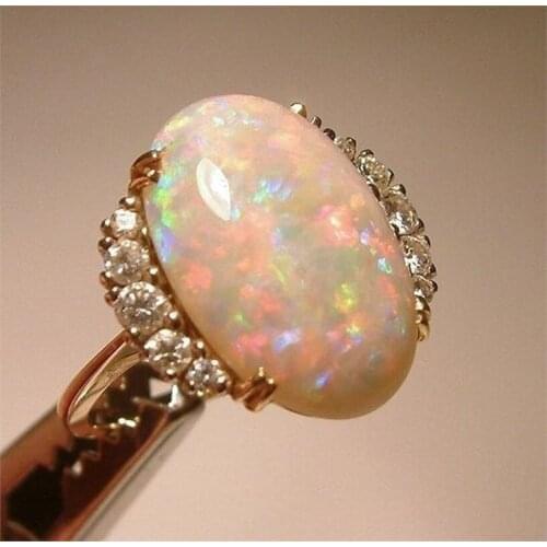 Vintage 925 Silver Goose Protein Opal Ring Party Gift Jewelry Ring Wholesale