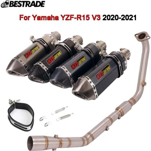 Motorcycle Exhaust Muffler Escape with Silencer Front Middle Link Pipe Connector Stainless Steel For Yamaha R15 V3 2020-2021