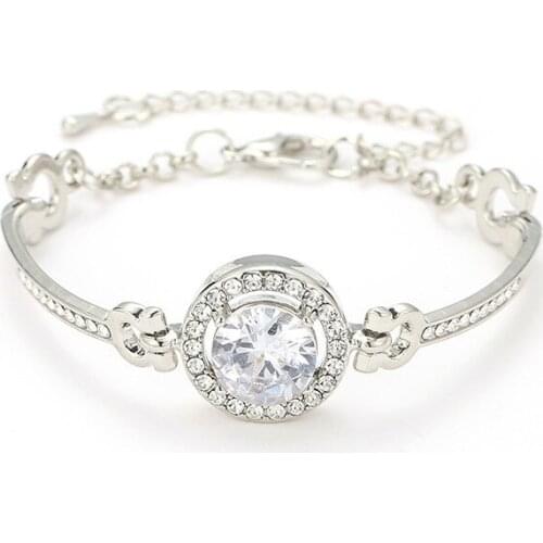 Womens Geometric Wild Bracelet Simple Temperament Flashing Shiny Diamond Alloy Bracelet Zircon Bracelet Elegant Jewelry