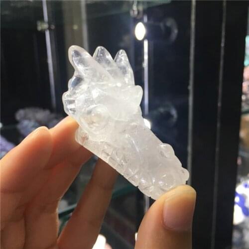 1pcs natural stones and minerals clear quartz crystal hand carving dragon head figurine as gifts for home decoration wholesale