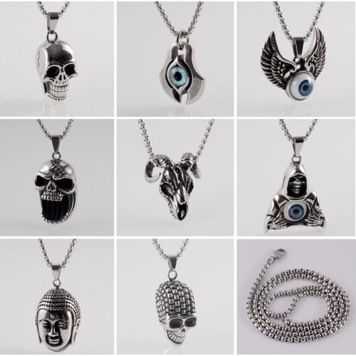 1Pc Guardian Eye Retro Punk Necklaces Pendant Chain For Men Hip-Hop Gothic Satan Skull Eye Necklace Goth Accessories